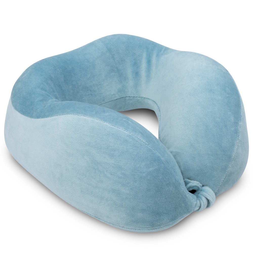 buy coral blue travel neck support pillow - side view